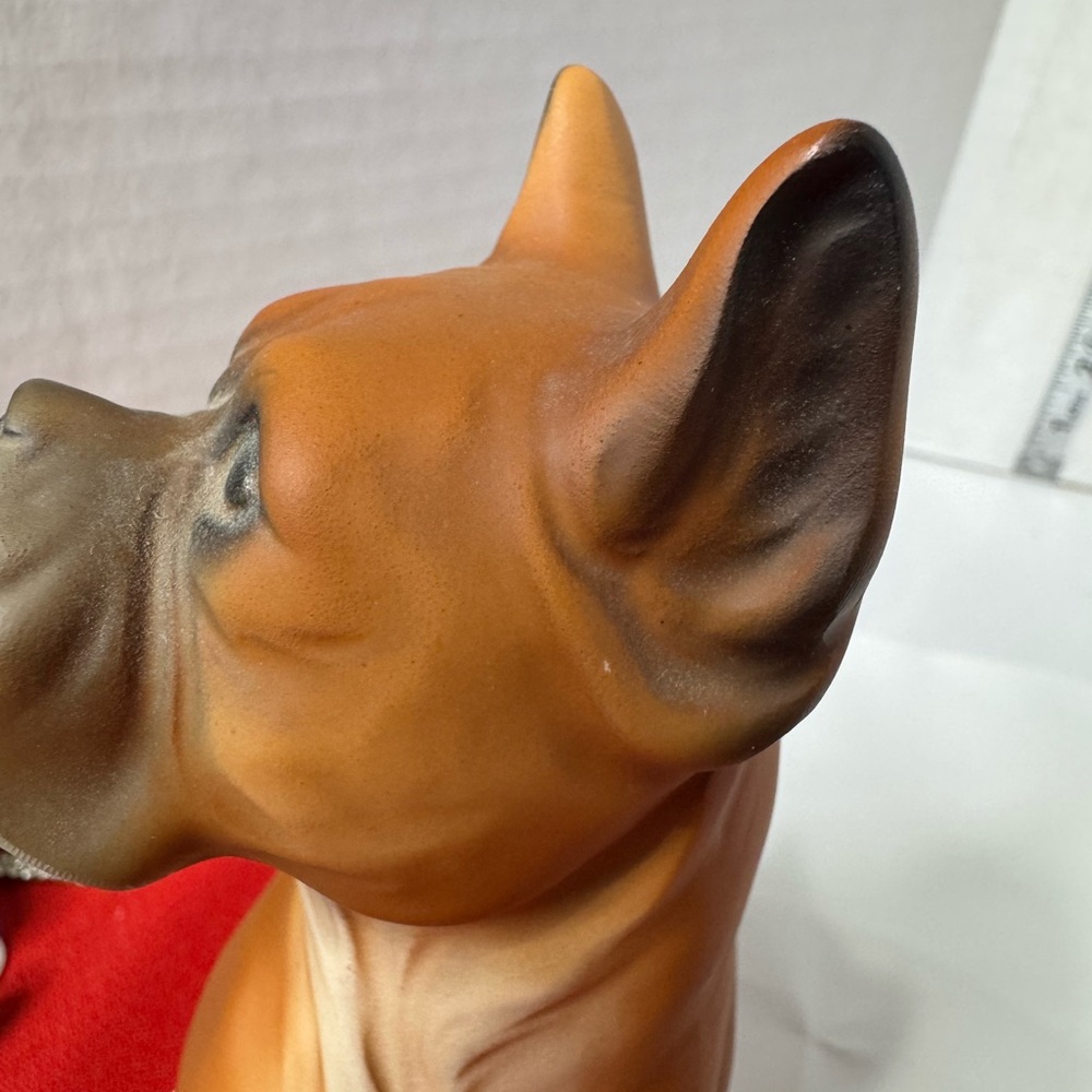 Boxer Vtg Dog Figurine 7” brown tan black it’s ceramic or porcelain 1970’s ? - Picture 11 of 14
